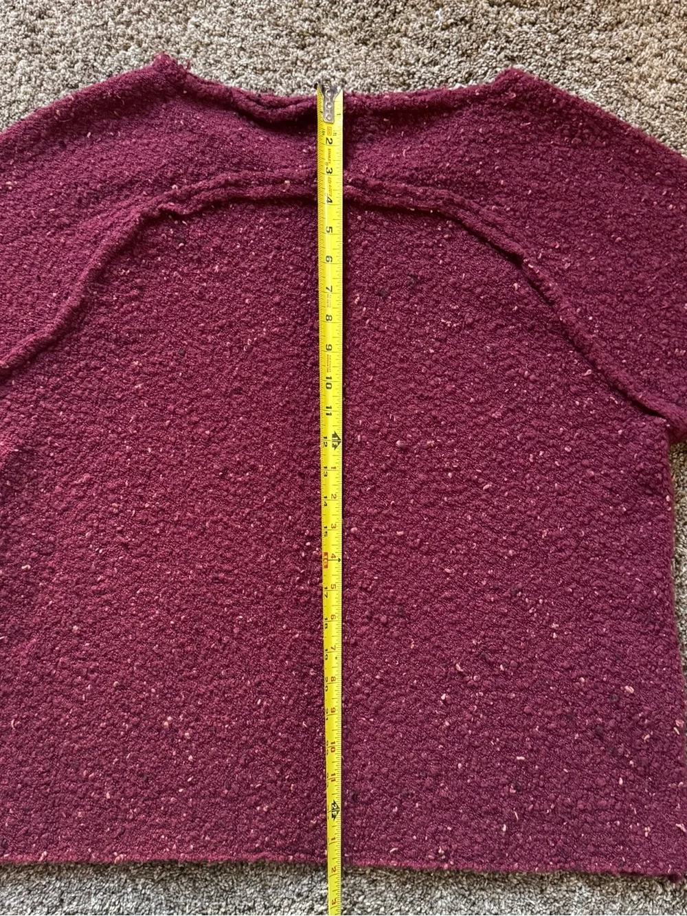 Free People Burgundy Textured Knit Sweater